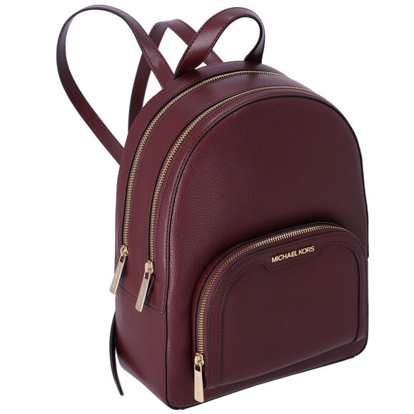 Michael Kors Jaycee Medium Leather Zip Pocket Backpack Oxblood - Picture 2 of 4